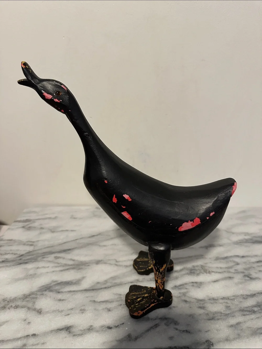 Vintage Folk art solid wood duck figurine decor distressed paint